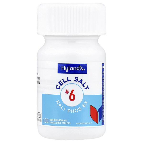 Hyland's Naturals Cell Salt #6, Kali Phos 6X, 100 Quick-Dissolving Single Tablet