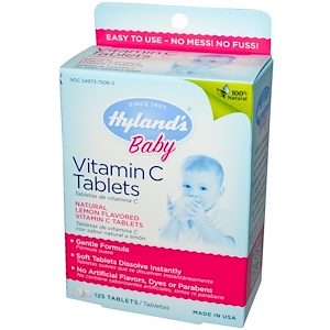 Hyland's, Таблетки с витамином С для детей, натуральный лимонный вкус, 125 таблеток