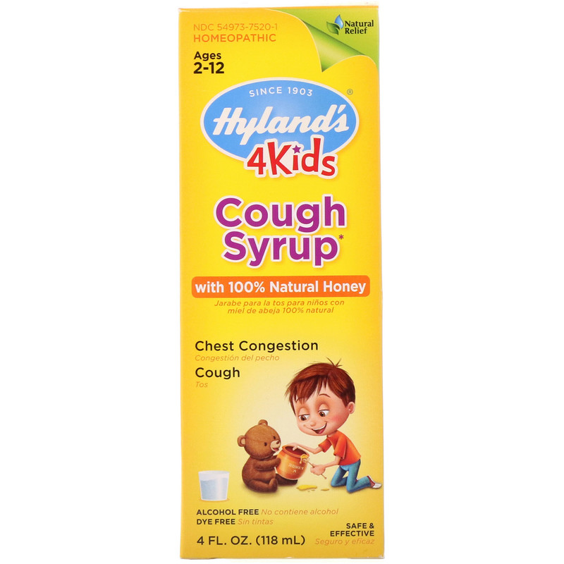 Hyland's, 4 Kids, Cough Syrup with 100 Natural Honey, Ages 212, 4 fl oz (118 ml) iHerb
