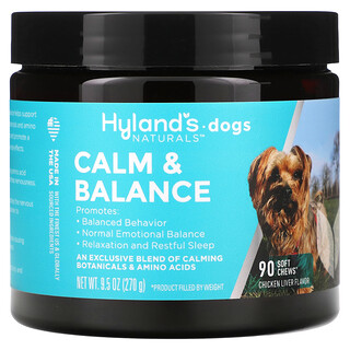Hyland's Naturals, Tenang & Seimbang, Untuk Anjing, Hati Ayam, 90 Kunyah Lembut, 9.5 oz (270 g)