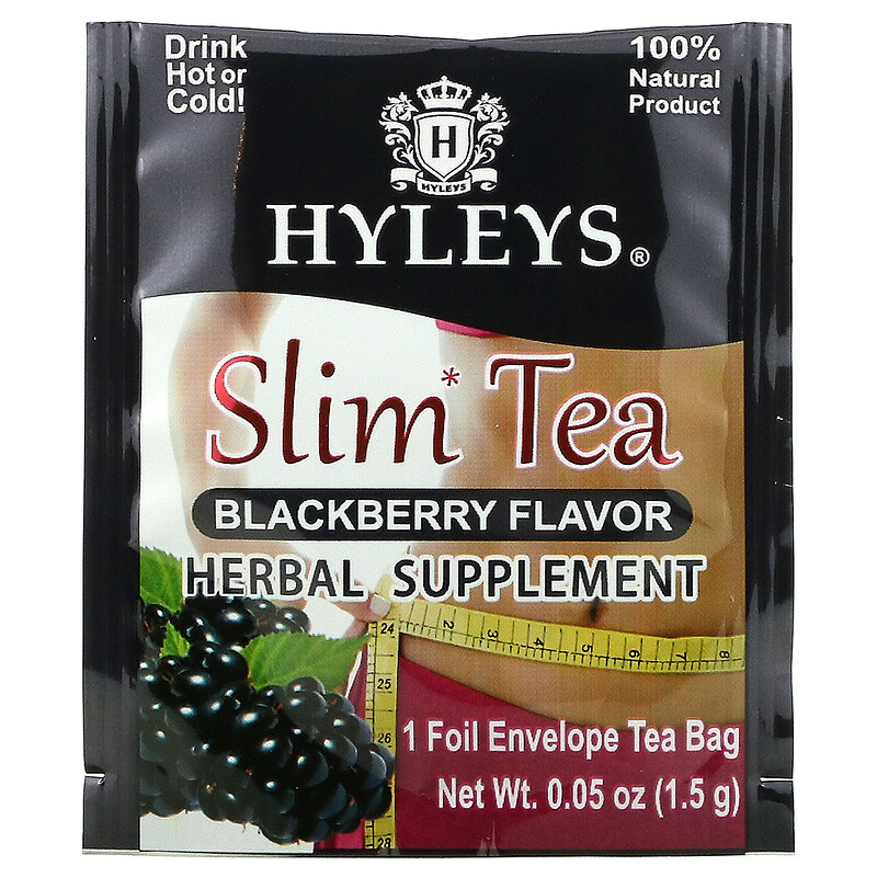 Hyleys Tea, Slim Tea, Blackberry , 25 Foil Envelope Tea Bags, 1.32 oz