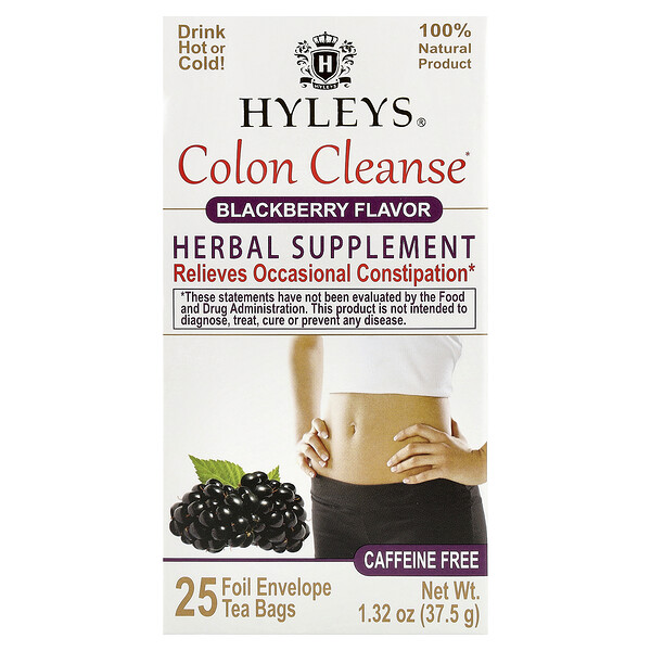 Hyleys Tea Colon Cleanse, Blackberry, Caffeine Free, 25 Tea Bags, 1.32 oz (37.5 g)