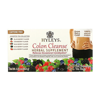 

Hyleys Tea Colon Cleanse, ассорти из коллекций чая, без кофеина, 42 чайных пакетика в фольгированных пакетиках, по 1,5 г (0,05 унции)