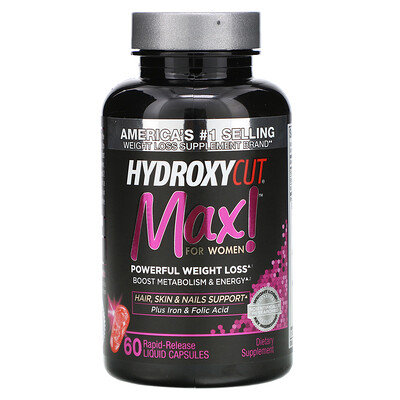 Hydroxycut Max! для женщин, 60 быстрорастворимых капсул с жидкостью