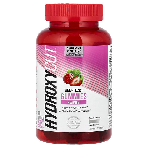 Hydroxycut, Weight Loss + Women Gummies, Fruchtgummis für Frauen, Erdbeere, 90 Fruchtgummis