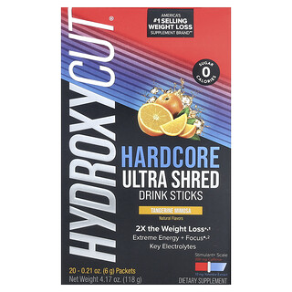 Hydroxycut, Hardcore Ultra Shed štapići za piće, mandarine i mimoze, 20 vrećica, 6 g svaka
