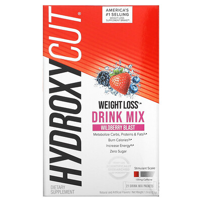 

Hydroxycut Смесь для напитков для снижения веса, Wildberry Blast, 21 пакетик, 53 г (1,9 унции)