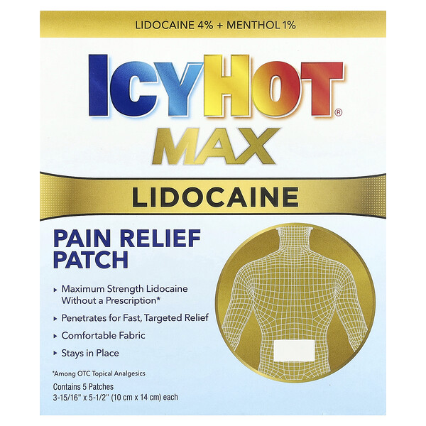 Icy Hot Max Lidocaine Pain Relief Patch, 5 Patches