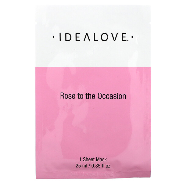 Idealove‏, قناع الجمال الورقي Rose to the Occasion، قناع ورقي واحد، 0.85 أونصة سائلة (25 مل)