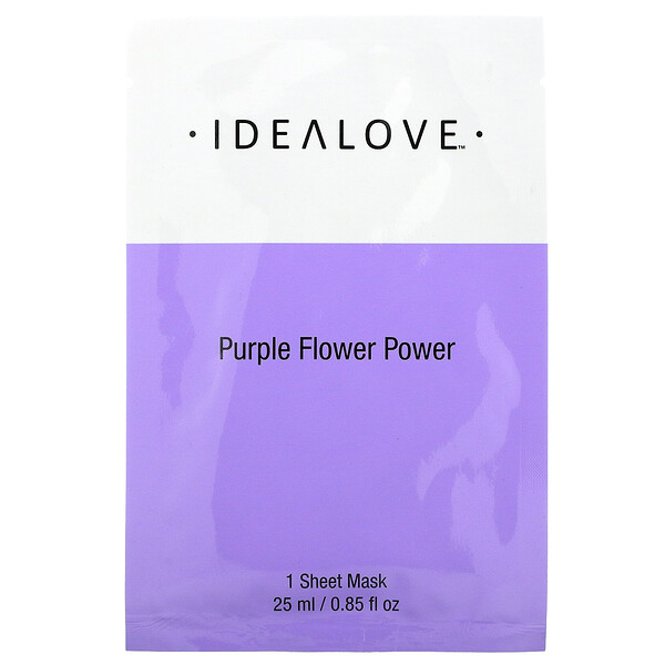 Idealove‏, Purple Flower Power מסכת יופי מבד, יחידה אחת, 25 מ"ל (0.85 אונקיות נוזל)