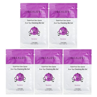 Idealove, Superfood Skin Savior, Acai You Checking Me Out, 5 Beauty Sheet Masks, 0.68 fl oz (20 ml) Each