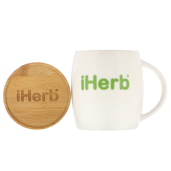 iHerb Goods, 木製ふた付き陶器マグカップ、1個