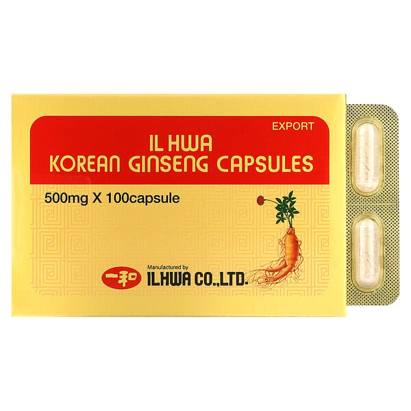 Ilhwa, Korean Ginseng Capsules, 500 Mg, 100 Capsules