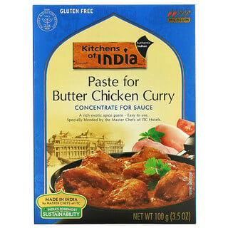 Kitchens of India, Paste For Butter Chicken Curry, Concentrate For Sauce, Butter-Hähnchen-Currypaste, Konzentrat für Saucen, mittelscharf, 100 g (3,5 oz.)