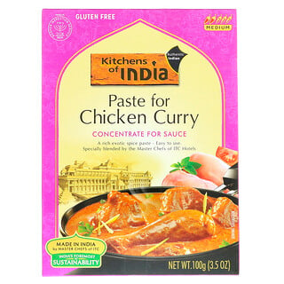Kitchens of India, Pasta para frango Curry, concentrado para molho, médio, 3,5 onças (100 g)
