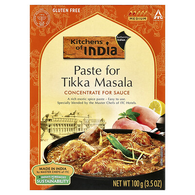Product Image for Kitchens of India, Paste For Tikka Masala, Concentrate For Sauce, Medium, 3.5 oz (100 g)