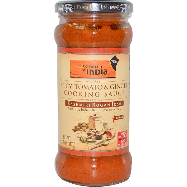 Kitchens of India, Пряный томатный соус с имбирем, средний, 12,2 унции (347 г)