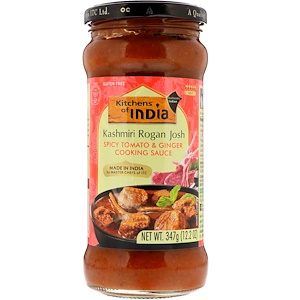 Отзывы о Китченс оф индия, Kashmiri Rogan Josh, Spicy Tomato & Ginger Cooking Sauce, Hot, 12.2 oz (347 g)