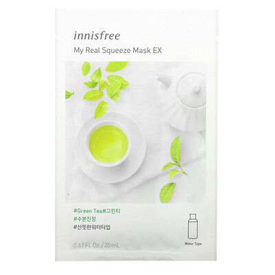 Купить Innisfree My Real Squeeze Mask EX, Green Tea, 1 Sheet Mask, 0.67 fl oz (20 ml)