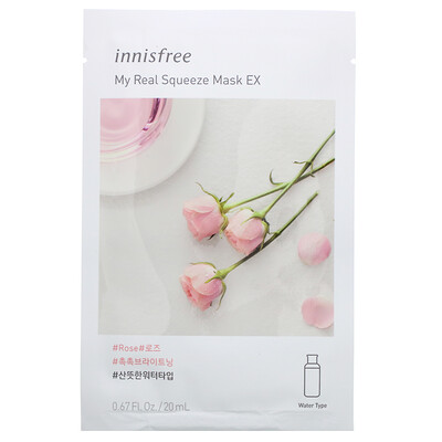 Купить Innisfree My Real Squeeze Mask EX, Rose, 1 Sheet, 0.67 fl oz (20 ml)