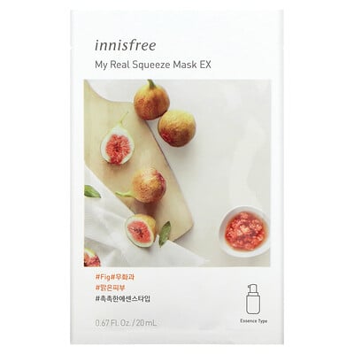 

Innisfree, My Real Squeeze Beauty Mask EX, Fig, 1 Sheet, 0.67 fl oz (20 ml)