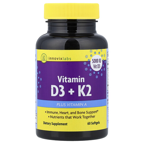 Innovixlabs Vitamin D3 + K2 Plus Vitamin A, 60 Softgels