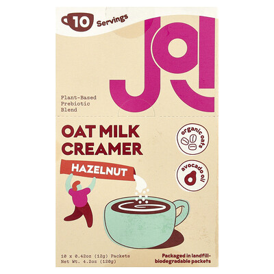 JOI, Oat Milk Creamer, Hazelnut, 10 Packets, 0.42 oz (12 g) Each