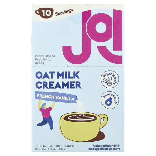Joi Oat Milk Creamer, French Vanilla, 10 Packets, 0.42 oz (12 g) Each