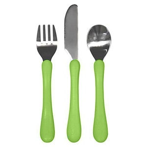 Айплэй ИНк, Learning Cutlery Set, 12+ Months, Green Handle, 1 Fork, Knife Spoon отзывы