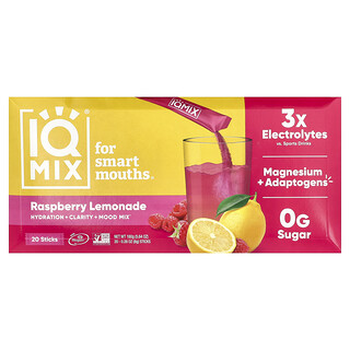 IQBAR, IQMIX®，補水 + 清晰 + 情緒混合裝，樹莓檸檬水味，20 條，每條 0.28 盎司（8 克）