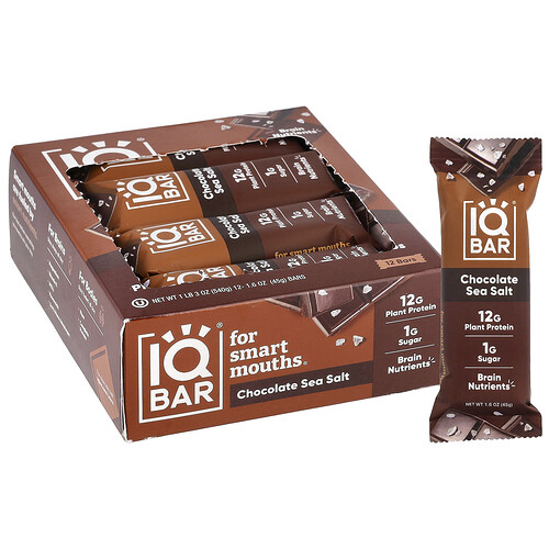Iqbar , Plant Protein Bar, Chocolate Sea Salt, 12 Bars, 1.6 Oz (45 G) Each - Image 2