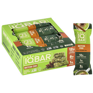 IQBAR‏, חטיף חלבון נקי, צ'אי מאצ'ה, 12 חטיפים, 45 גרם (1.6 אונקיות) כל אחד