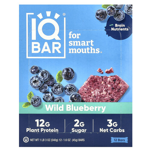IQBAR, Kasviproteiinipatukka, villimustikka, 12 patukkaa, 45 g/kpl