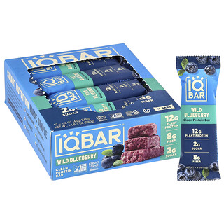 IQBAR, Clean Protein Riegel, Wilde Blaubeere, 12 Riegel, 45 g pro Riegel