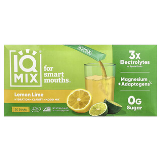 IQBAR, IQmix®, Hydration + Clarity + Mood Mix, Feuchtigkeitsversorgung + Klarheit + Stimmungsmischung, Zitrone-Limette, 20 Sticks, je 8 g (0,28 oz.).