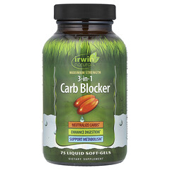 3-in-1 Carb Blocker, блокатор вуглеводів 3 в 1, максимальна дія, 75 капсул із рідиною