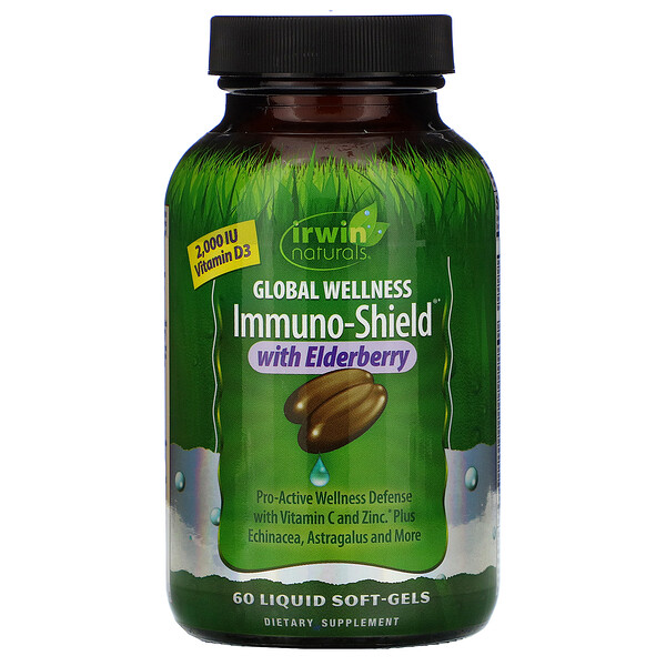 Global Wellness Immuno-shield with Elderberry, 60 Liquid Soft-Gels