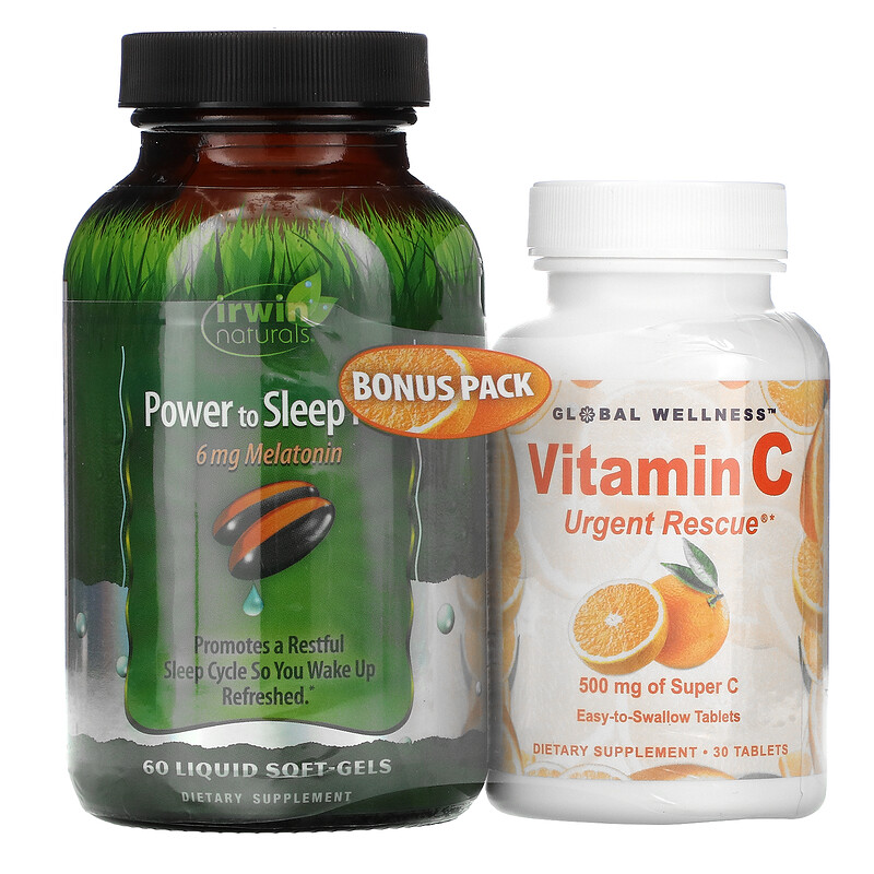Irwin Naturals, Power to Sleep PM + Vitamin C, 500 mg, 30 Capsules, 60