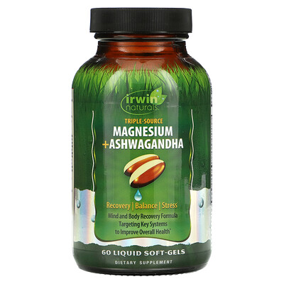 

Irwin Naturals Triple Source Magnesium + Ashwagandha 60 Liquid Soft-Gels