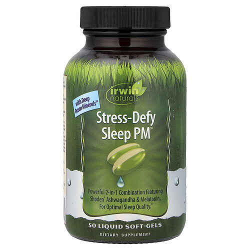 Irwin Naturals, Stress-Defy Sleep PM™, 50 mit Flüssigkeit gefüllte Weichkapseln