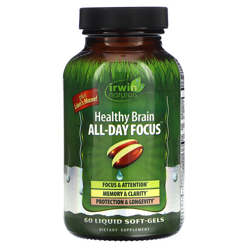 Irwin Naturals, Healthy Brain, Ganztägiger Fokus, 60 flüssige Weichkapseln