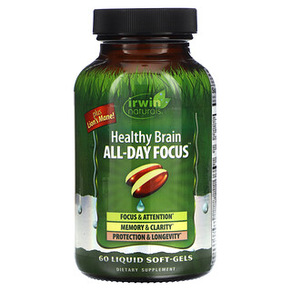 Irwin Naturals, Healthy Brain, 올데이 포커스, 액상 소프트젤 60정