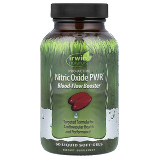 Irwin Naturals, Oxid nitric PWR, amplificator de flux sanguin, 60 de capsule moi lichide