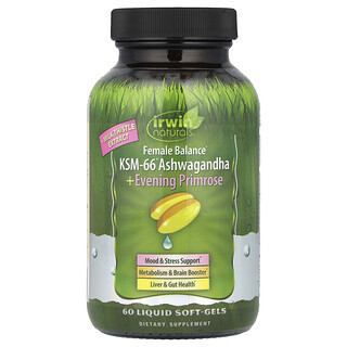 Irwin Naturals, Female Balance, ginseng indiano KSM-66® e enotera, 60 capsule molli liquide