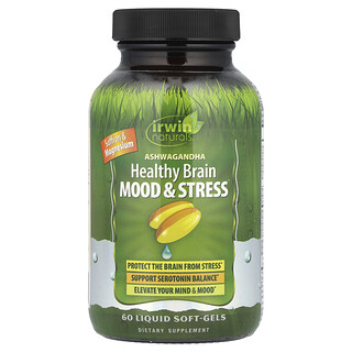 Irwin Naturals, Ashwagandha Healthy Brain Mood＆Stress、液体ソフトジェル60粒