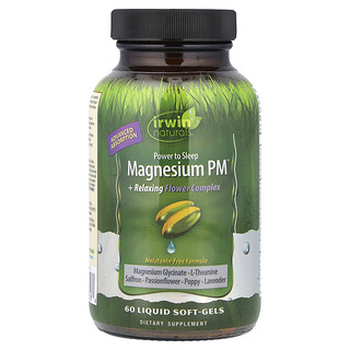 Irwin Naturals, Magnesium PM™ con complejo de flores relajantes, 60 cápsulas blandas líquidas