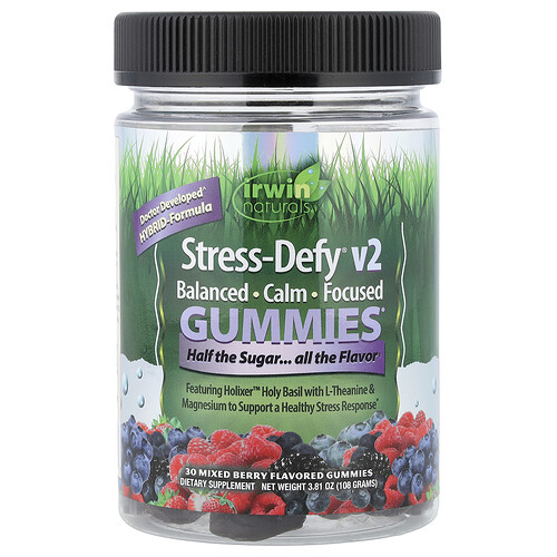 Irwin Naturals, Stress-Defy® v2 Gummies, Fruchtgummis vor Stress-Defy®, Beerenmischung, 30 Fruchtgummis