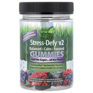 Irwin Naturals, Stress-Defy® v2 gumové cukríky, mix lesných plodov, 30 gumových cukríkov