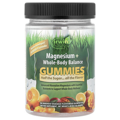 Product Image for Irwin Naturals, Magnesium + Whole-Body Balance Gummies, Mango Orange, 30 Gummies