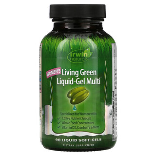 Irwin Naturals, 女性用Living Green Liquid-Gel Multi（リビンググリーンリキッドジェルマルチ）、液体ソフトジェル90粒